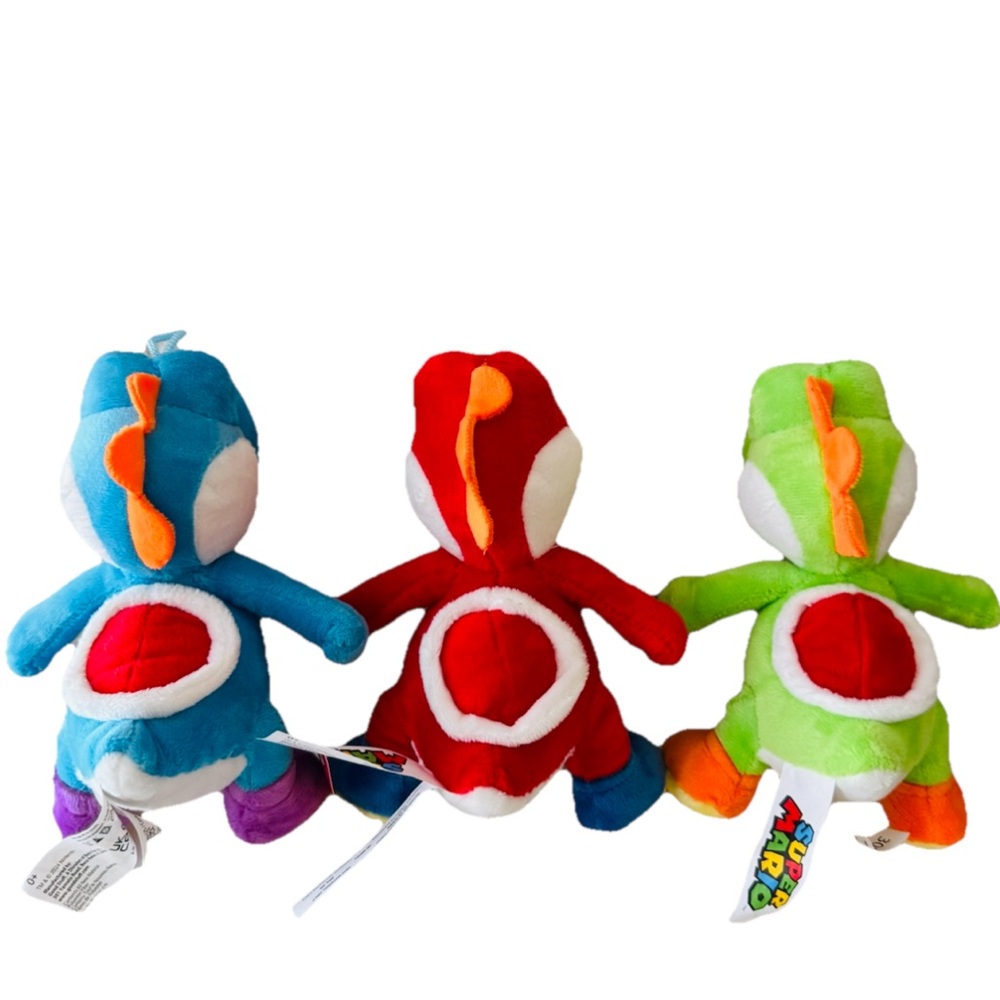 Nintendo Super Mario Set Of 3 YOSHI 7” Plush Green, Blue, & Red New - Picture 4 of 4